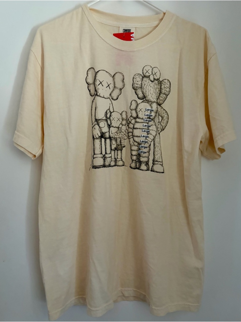 Champion Cream Graphic KAWS-SFMMA Short Sleeve Tee L NWT